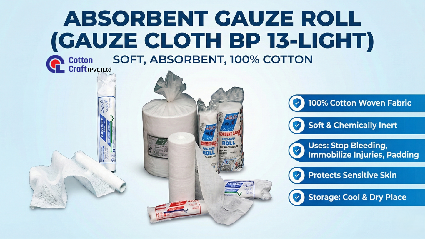 Absorbent Gauze Roll(Gauze cloth BP 13-Light)